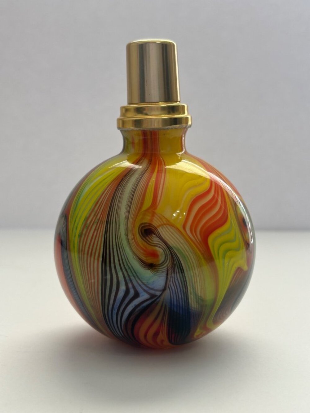 Hand-Blown Orange Yellow Psychedelic Effusion Scent Catalytic Oil Burner Boho